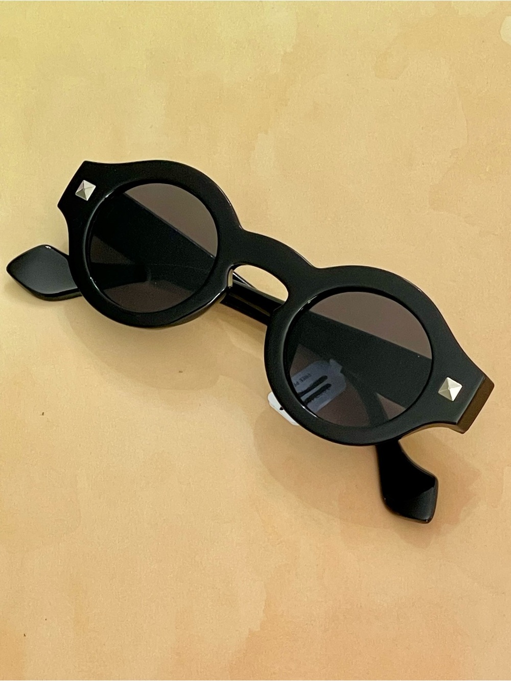 Free People Glossy Black Round Modern Bohemian Sunglasses